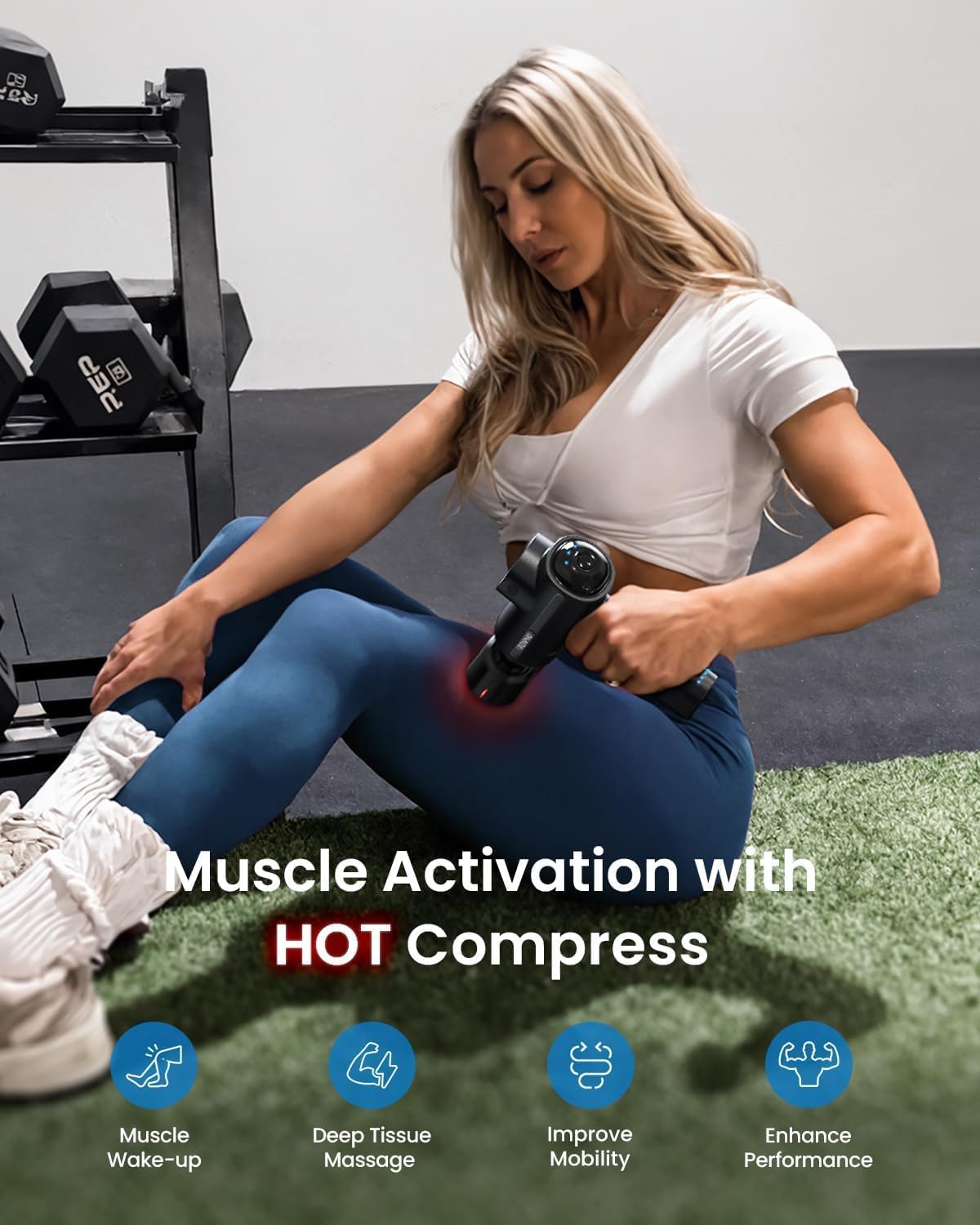 Heated and Cooling Massage Gun for Deep Tissue Relief – Portable Percussion Muscle Massager with Fast Charging, Quiet Motor and Carry Case - PuriLite