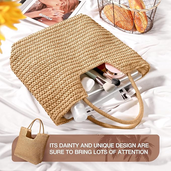 Hommtina Straw Bag Womens Straw Beach Bag Crossbody Shoulder Bags Vacation Purse Straw Purse for Summer