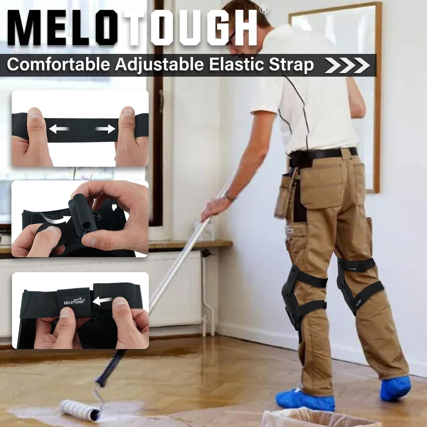 MELOTOUGH Knee Pads for Work,Construction,Flooring,Gardening-Comfortable and Flexible(BLACK)
