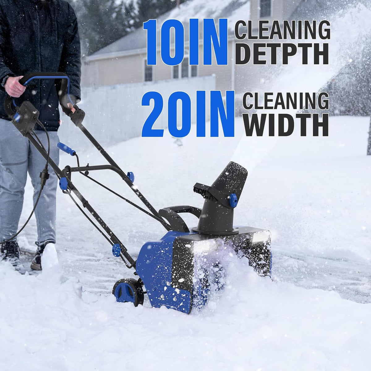 SOYUS Corded Electric Snow Blower – 20-Inch Snow Thrower – 180° Adjustable Chute Walk-Behind Snow Thrower with Dual LED Lights – Handles Wet & Heavy Snow - PuriLite