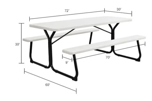 Global Industrial™ 6' Blow Molded Plastic Picnic Table, White
