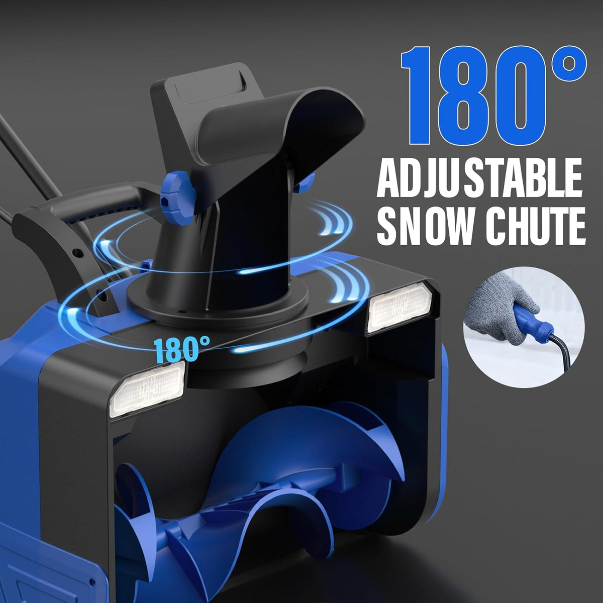 SOYUS Corded Electric Snow Blower – 20-Inch Snow Thrower – 180° Adjustable Chute Walk-Behind Snow Thrower with Dual LED Lights – Handles Wet & Heavy Snow - PuriLite