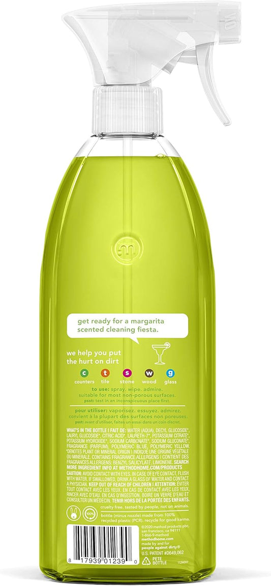 Method All-Purpose Cleaner Spray, Plant-Based and Biodegradable Formula Perfect for Most Counters, Tiles, Stone, and More, Lime + Sea Salt, 828 mL Spray Bottles, 4 Pack, Packaging May Vary - PuriLite
