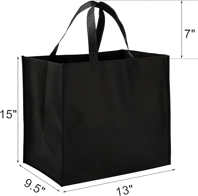 Tosnail 15 Pack Large Foldable Reusable Grocery Tote Bags Shopping Bags - Black