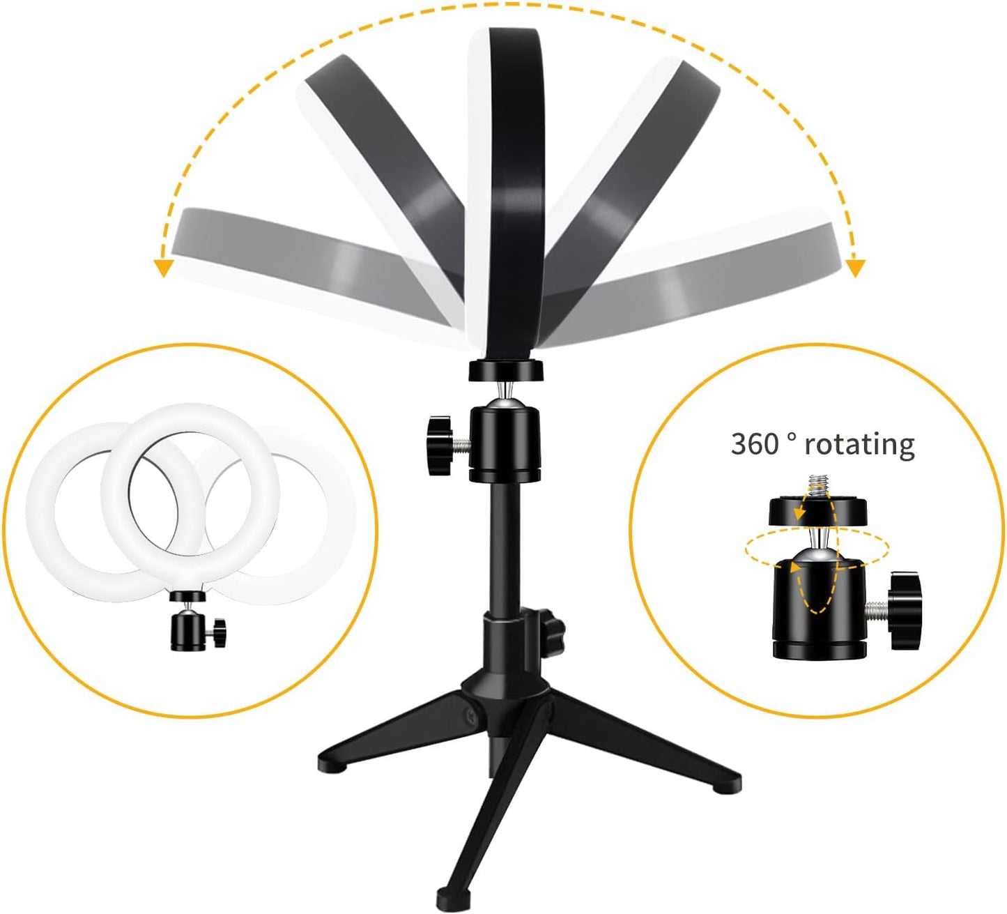Desk Ring Light for Zoom Meetings - Video Conference Lighting Kit for Laptop Computer, 6” Clip on Table LED Light Lamp with Tripod Stand for Video Recording, Remote Working, Gaming, Vlogging