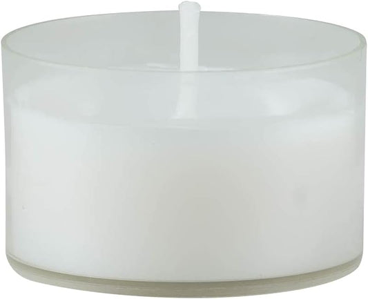 Stonebriar 48 Count White Unscented Smokeless Long Burning Clear Cup Tea Light Candles with 6 to 7 Hour Burn Time