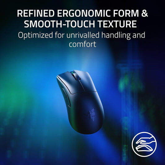 Razer DeathAdder V3 Pro Wireless Gaming Mouse + Hyperpolling Wireless Dongle: 63g Ultra Lightweight - Focus Pro 30K Optical Sensor - Optical Switches Gen-3-5 Programmable Buttons - Black - PuriLite