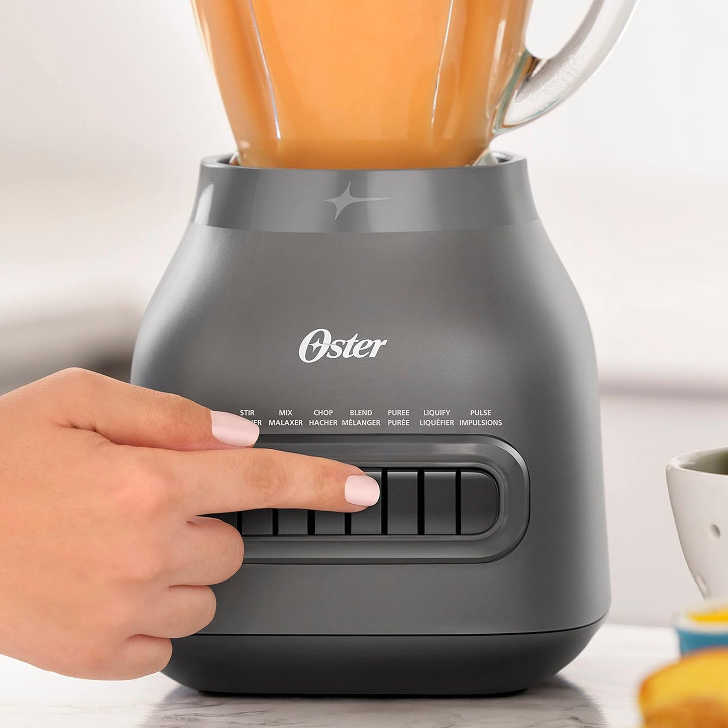Oster Easy-to-Clean Blender with 6-Cup Boroclass Glass Jar Diamond Grey