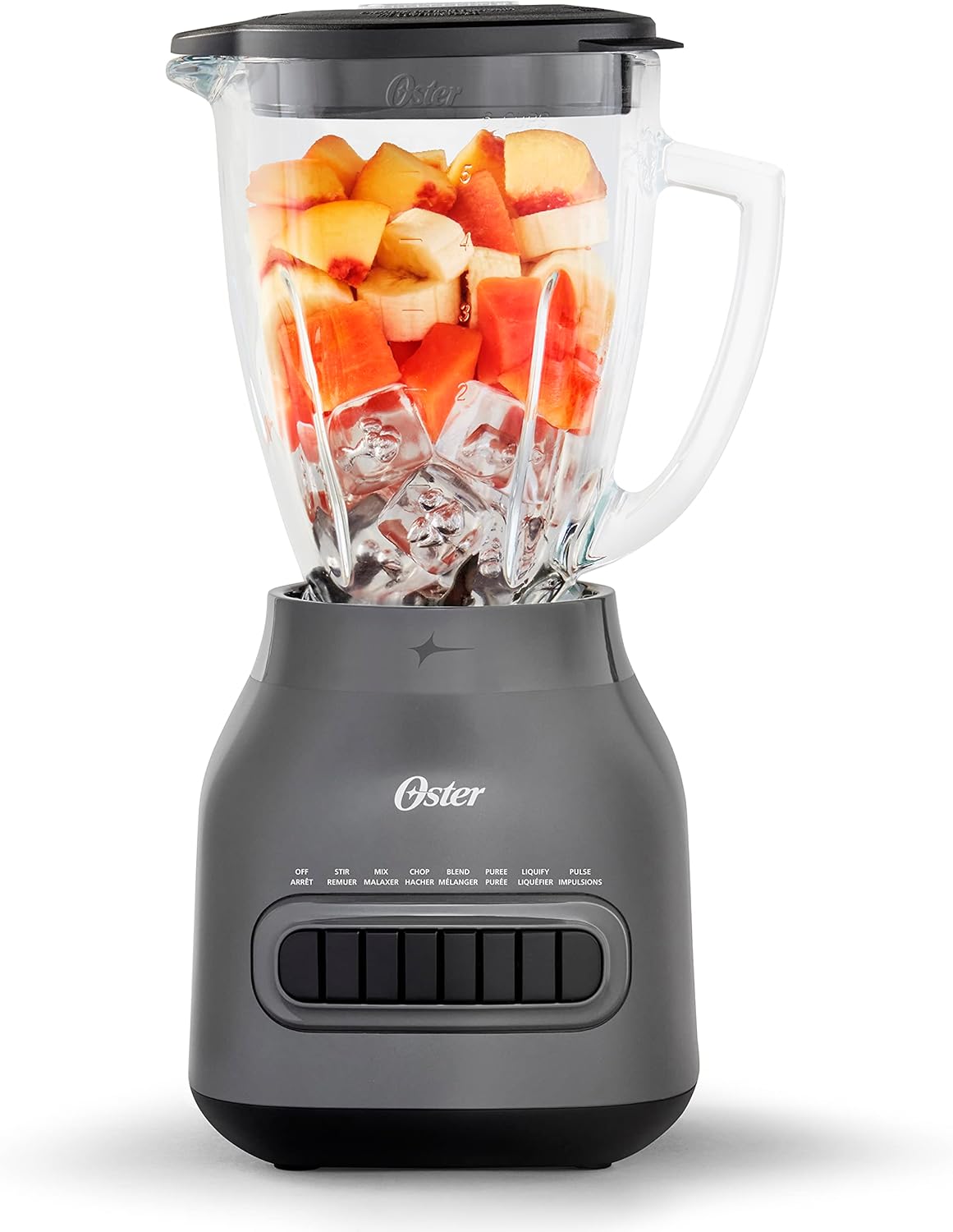 Oster Easy-to-Clean Blender with 6-Cup Boroclass Glass Jar Diamond Grey