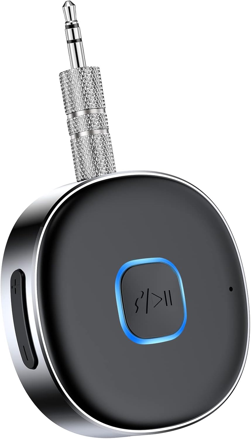 Bluetooth 5.0 Aux Receiver for Car and Home Stereo, Portable 3.5mm Wireless Audio Adapter with Hands-Free Calling, Noise Cancellation, 16H Battery Life - PuriLite