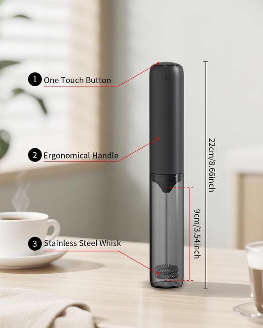 Rechargeable Handheld Milk Frother with Dual Spring Whisk, Portable Electric Drink Mixer for Coffee, Latte, Cappuccino, Matcha and Hot Chocolate - PuriLite