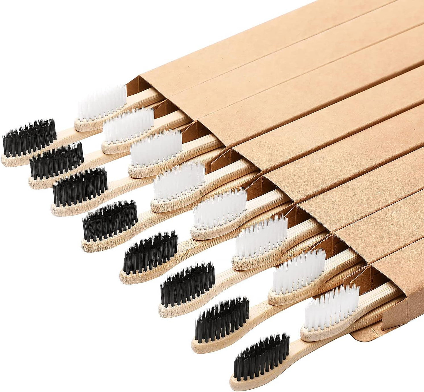 QSSMY 16 Pac Natuaral Green toothbrush bamboo ,biodegradable and soft bristles