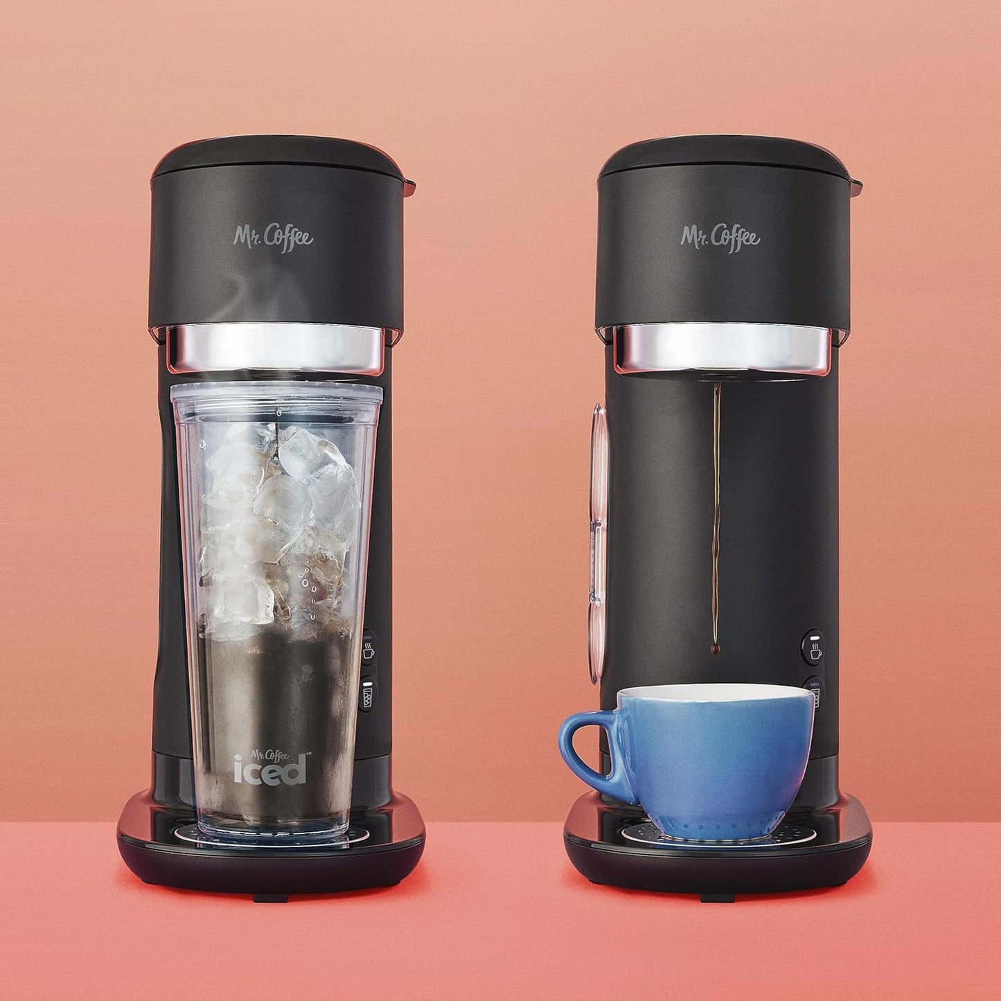 Mr. Coffee Iced and Hot Coffee Maker, Single Serve Coffee Machine with 22-Ounce (591 mL) Tumbler and Reusable Coffee Filter, Black