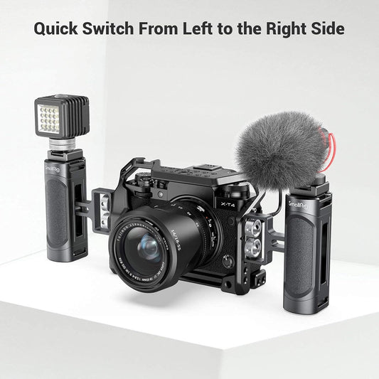 SMALLRIG Mini Side Handle Handgrip with Dual 1/4"-20 Screw Mount for Mirrorless Digital Camera DSLR Camera Small Camera Cage Built-in Wrench, Up and Down Adjustable - 2916 - PuriLite