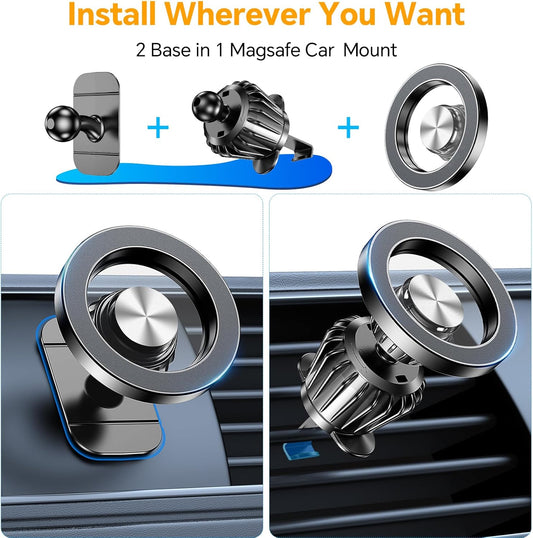 Kaistyle for Magsafe Car Mount【20 Strongest Magnets】Magnetic Phone Holder for Car Phone Holder Mount Dash【360°】Cell Phone Mount for Car Accessories for Women Men iPhone 17 Pro Max Air 16 15 14 13 12
