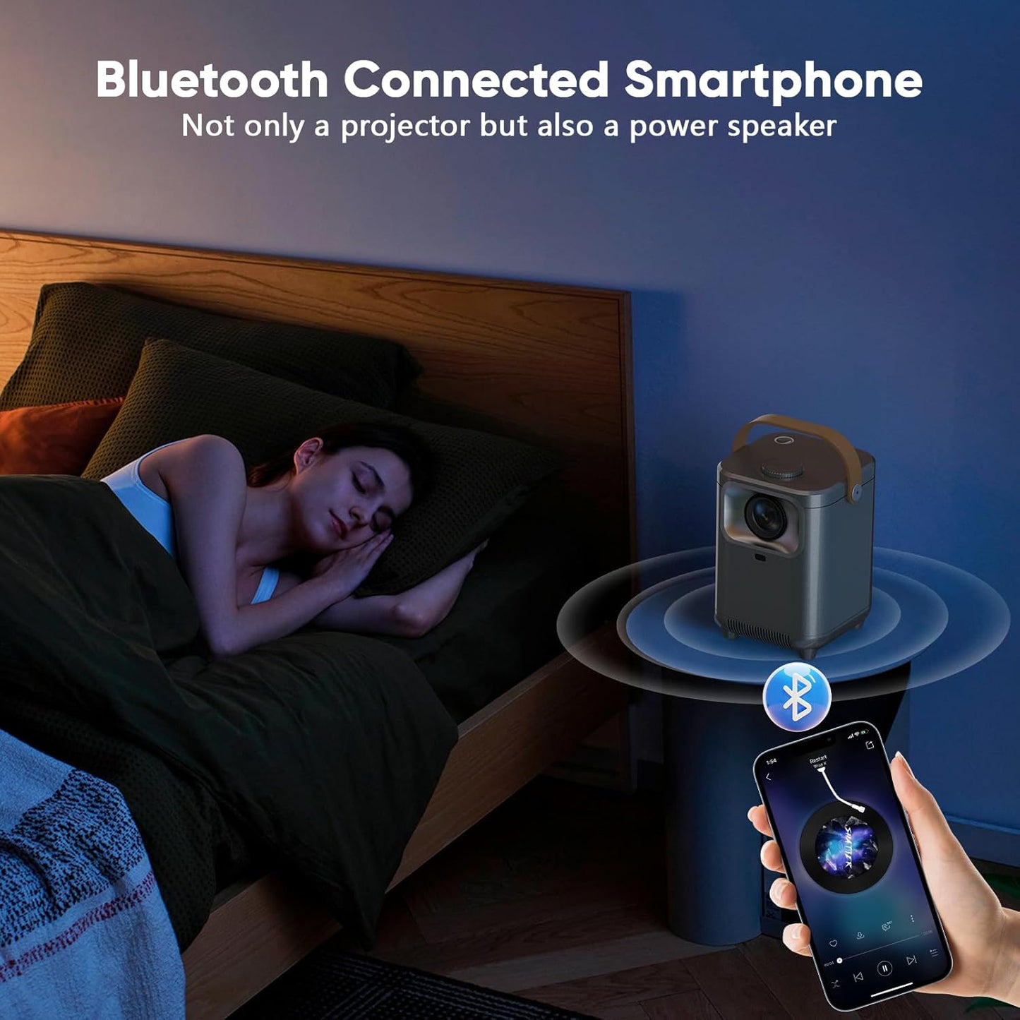 【Electric Focus】 Mini Projector with WiFi 6 and Bluetooth 5.3, 1080P Portable Projecteur, Outdoor Movie Projector with【Auto Keystone】, Home Theater Projector Compatible with iOS/Android/TV Stick/HDMI - PuriLite