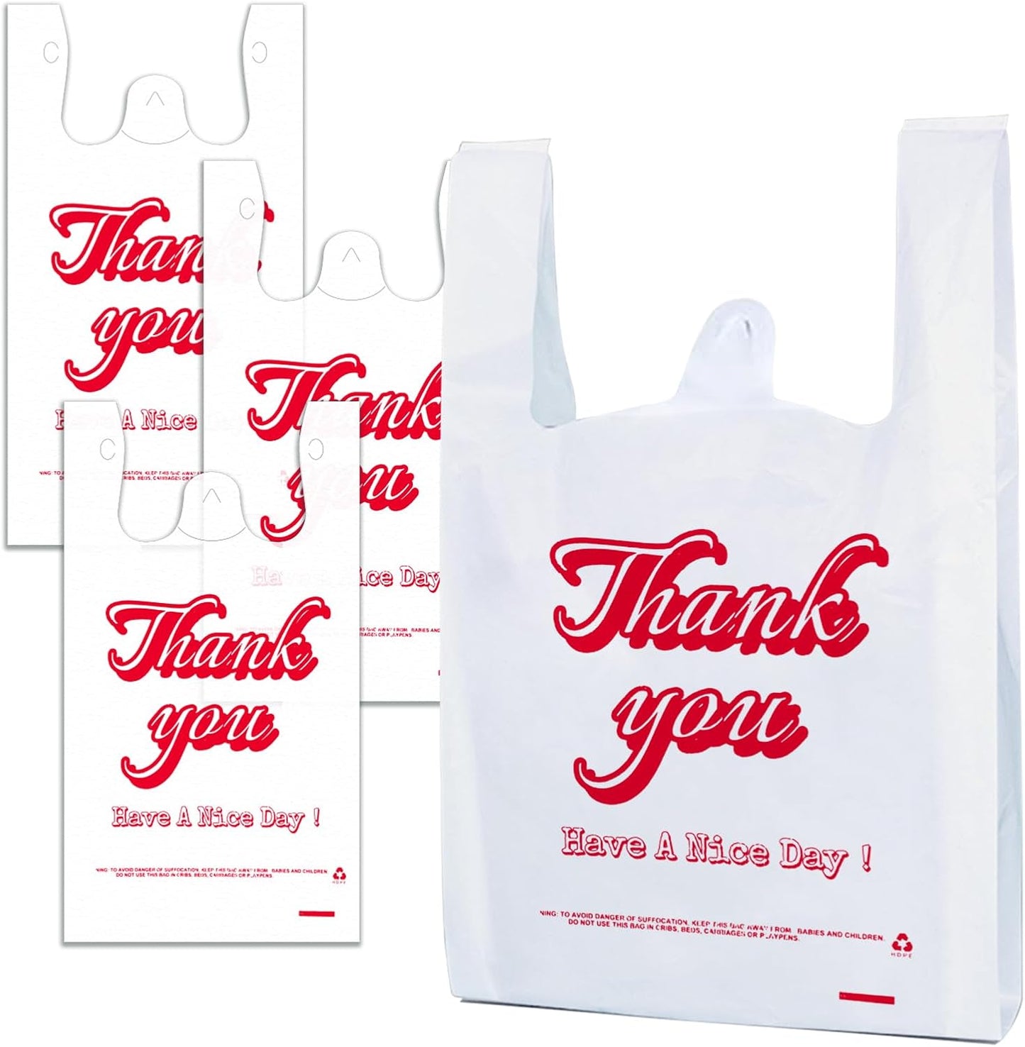 Plastic Bags with Handles – 400 Count T-Shirt Shopping Bags, 11.5"x6.25"x21" Grocery Bags for Retail, Supermarket, Takeout, Delivery, Merchandise, Plastic Grocery Bags