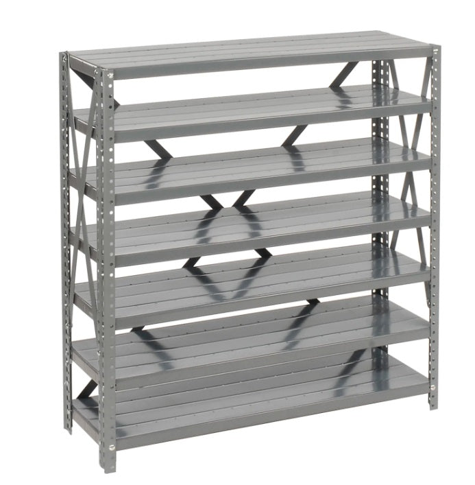 Global Industrial™ Steel Shelving with Total 36 4"H Plastic Shelf Bins Red, 36x12x39-7 Shelves