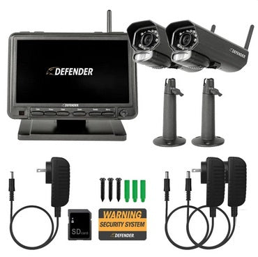 Defender PhoenixM2 Non Wi-Fi. Plug-In Power, Security System with 2 Cameras and a 7 in. LCD Monitor