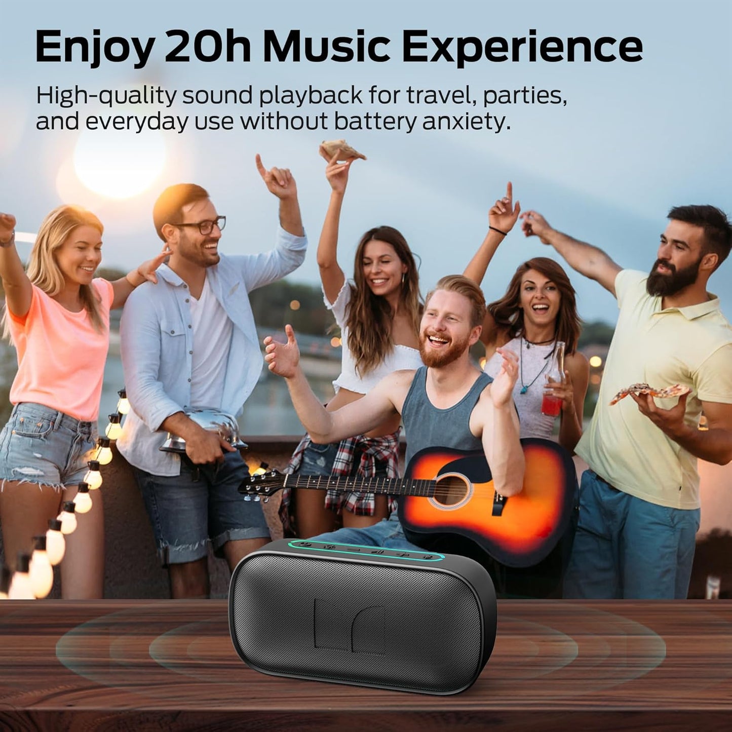 Monster S150 - Bluetooth 5.4 Speaker with IPX7 Waterproof, 20W Stereo Sound, 20H Playtime, Multi-Channel Connection - PuriLite