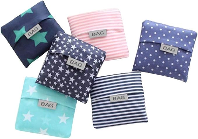 Kaxich 4 Pack Foldable Shopping Bags Reusable Eco-friendly Grocery Tote Bags Shopper Bag Folding into Attached Pouch (Random color)