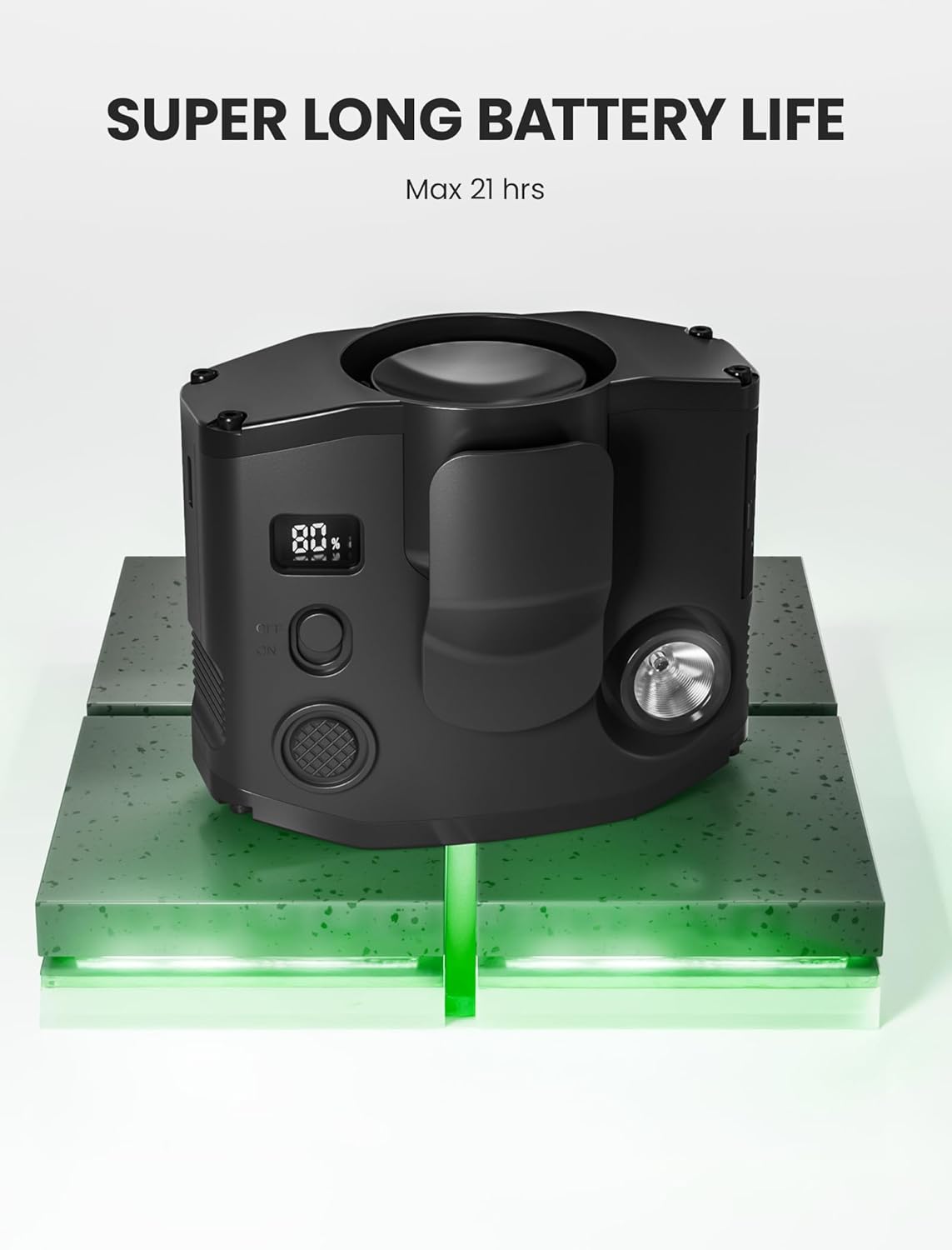 Portable Waist Clip Fan with LED Display - Small Belt Fan with Dual Clips and Lanyard, Personal Wearable Cooler with 3 Speed, Max 21 Hours, Necklace Fan