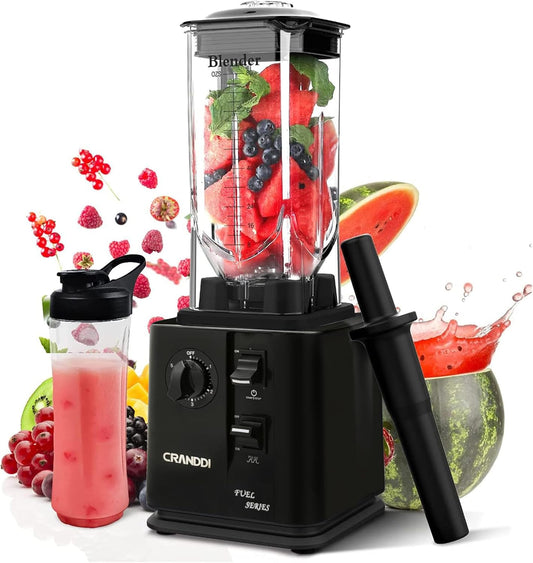CRANDDI Professional High-Speed Blender 1800W, 80oz for Home and Commercial Use, Blending Ice Cream, Frozen Dessert, Shakes and Smoothies Maker, Built-in Pulse, Self-Cleaning, K95 (Black)