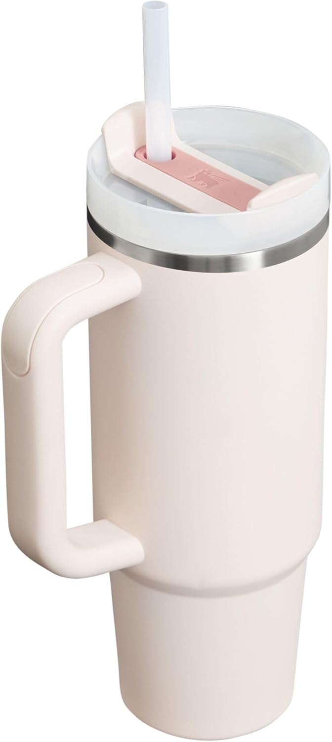 Stanley Quencher H2.0 FlowState Stainless Steel Vacuum Insulated Tumbler with Lid and Straw for Water, Iced Tea or Coffee, Smoothie and More, Rose Quartz 2.0, 30 OZ / 0.89 L - PuriLite
