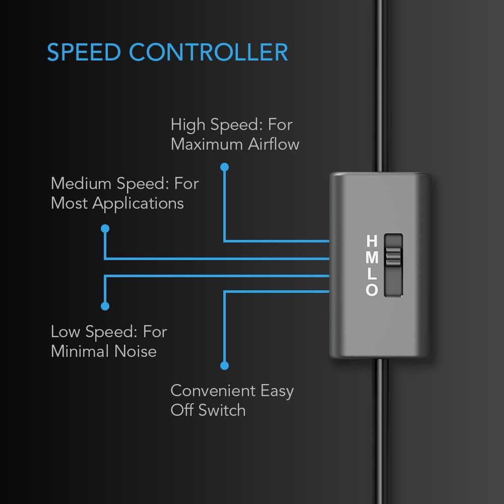 AC Infinity MULTIFAN S5, Quiet Dual 80mm USB Fan, UL-Certified for Receiver DVR PlayStation Xbox Computer Cabinet Cooling