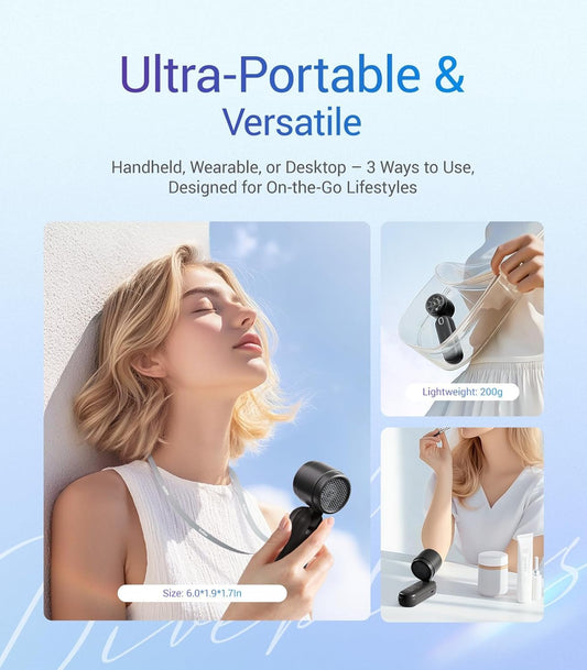 3 IN1 Portable Handheld Turbo Fan, 4000mAh USB Rechargeable Personal Hand Fan with 5 Speeds, Up to 12H Cooling, Foldable Small Pocket Ventilateur, Travel Essentials, Tech Gifts for Men Women - PuriLite