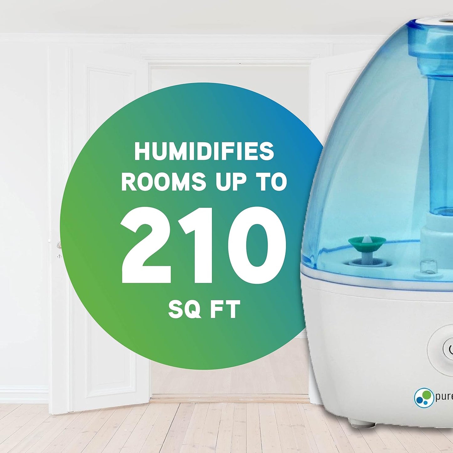 PureGuardian H910BL Ultrasonic Cool Mist Humidifier for Bedrooms, Babies Nursery, Quiet, Filter-Free, Up to 10 Hour Run Time, Treated Tank Reduces Mold, Pure Guardian Desktop