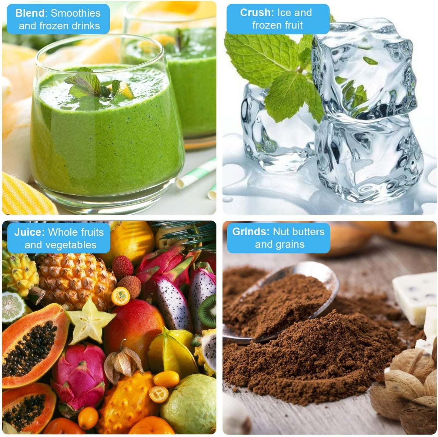 CRANDDI Quiet Smoothie Blender, Professional Countertop Blender with Removable Shield, 2200W Strong Motor, 52oz BPA-free Jar for Shakes and Smoothies, Self-Cleaning K80 (Black)