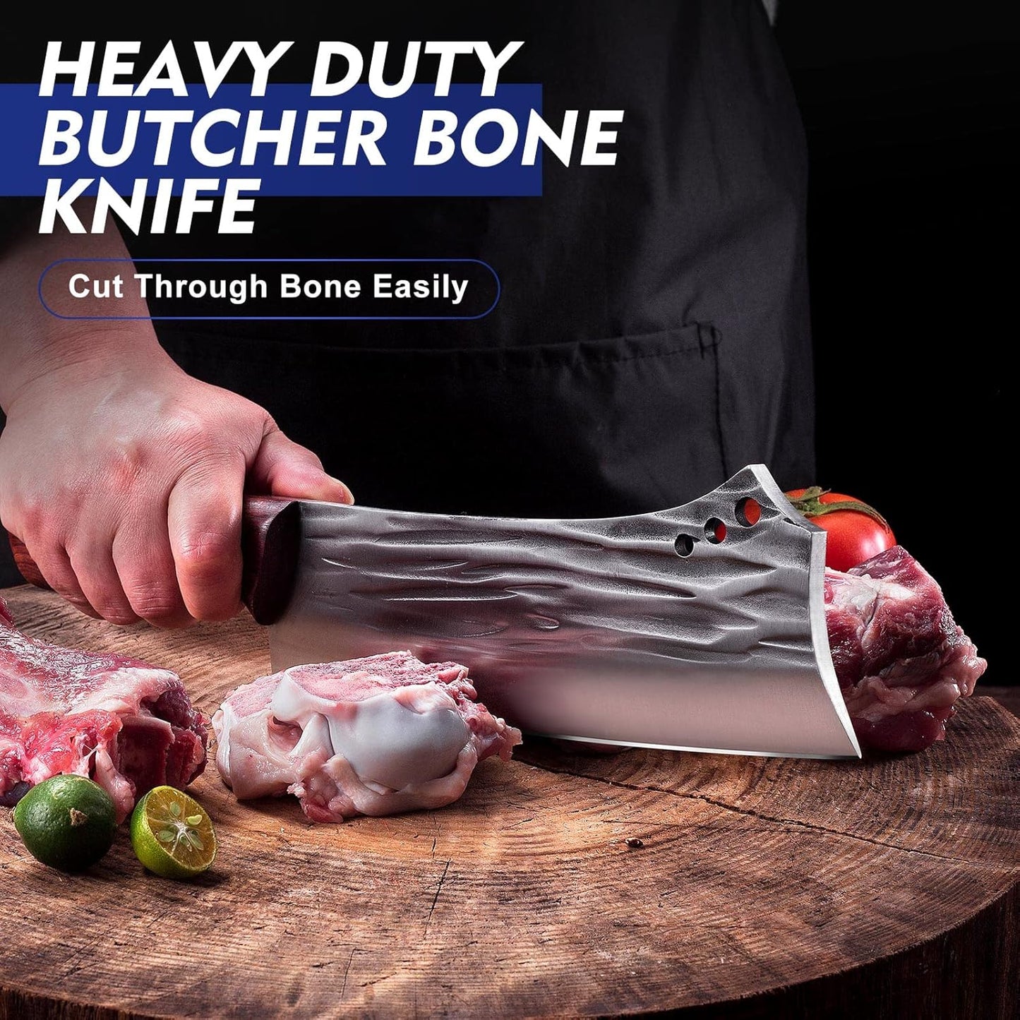 2 pcs Meat Cleaver & Heavy Duty Bone Chopper Knife Set, Hand Forged German High Carbon Stainless Steel Butcher Knife for Home Kitchen & Outdoor…