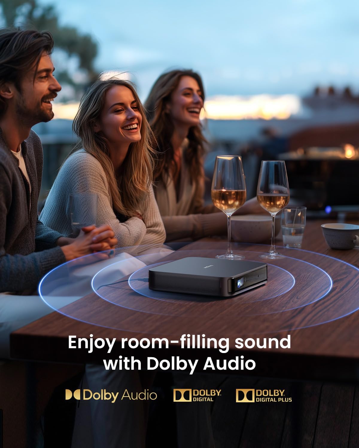 Dangbei Atom Laser Projector, 1200 ISO Lumens, 3D Ready, Official Netflix, 1080p HD with 4K HDR Input, 180" Screen, HDR10, 2x5W Dolby Audio Speakers, Home Theater Projector with WiFi and Bluetooth