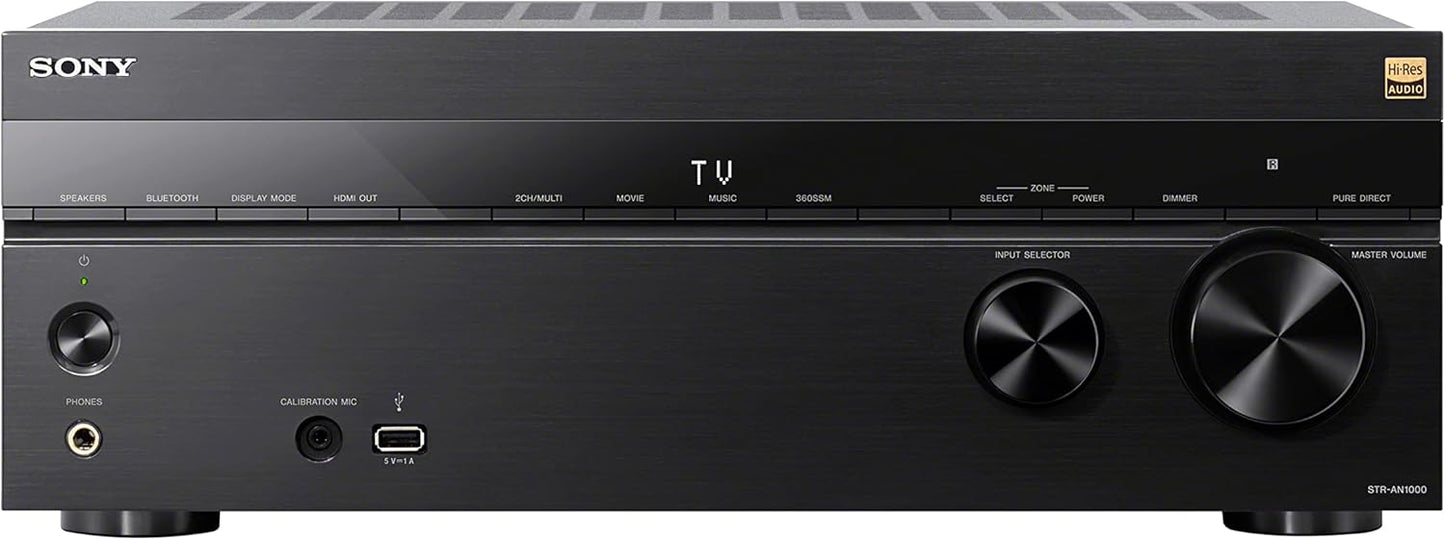 Sony STR-AN1000 7.2-ch Surround Sound Home Theatre 8K A/V Receiver: Dolby Atmos, DTS:X, Digital Cinema Auto Calibration IX, Bluetooth, WiFi, Google Chromecast