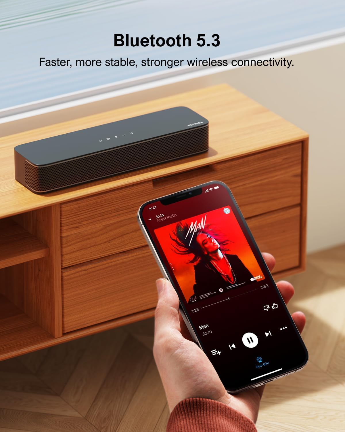 ULTIMEA 2.1ch Sound Bar for TV, Built-in Subwoofer, APP Control, Peak Power 120W, All-in-one PC Soundbar for Game, Bluetooth 5.3 TV Sound Bar Speakers, Opt/AUX/Wall Mount, Solo B30 Pro