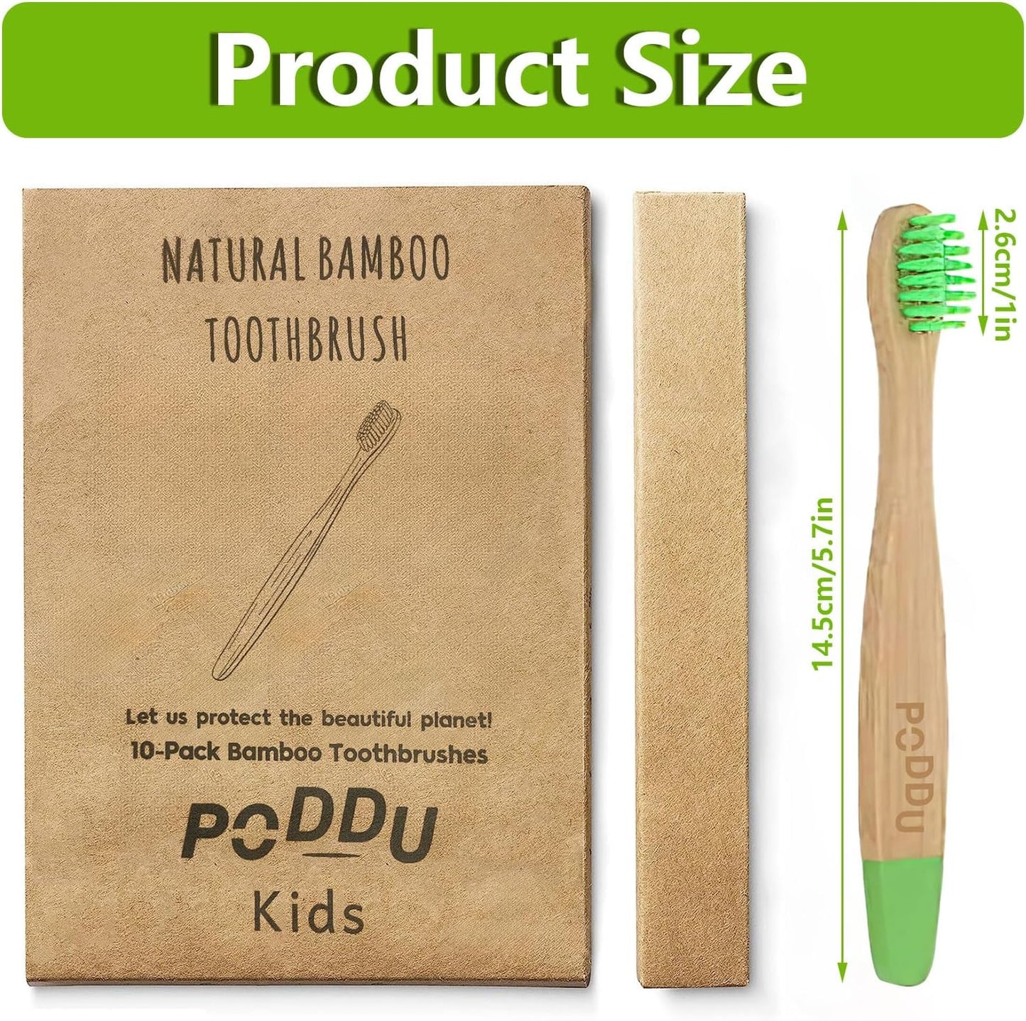 Bamboo Toothbrush, Charcoal Tooth Brush, Natural Wooden Toothbrushes, Soft Bristles Toothbrushes for Kids (Mixed Colors)10 Pcs