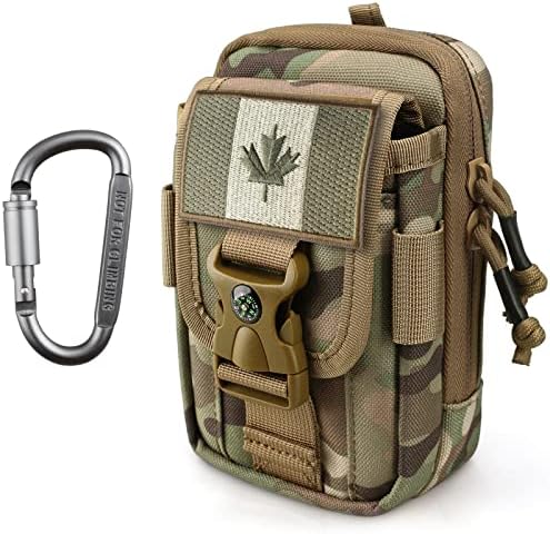 WYNEX Tactical Compass Phone Pouch, Large Molle Smartphone Holster Case Double Capacity Small Utility EDC Pouch with Compass Buckle and Carabiner