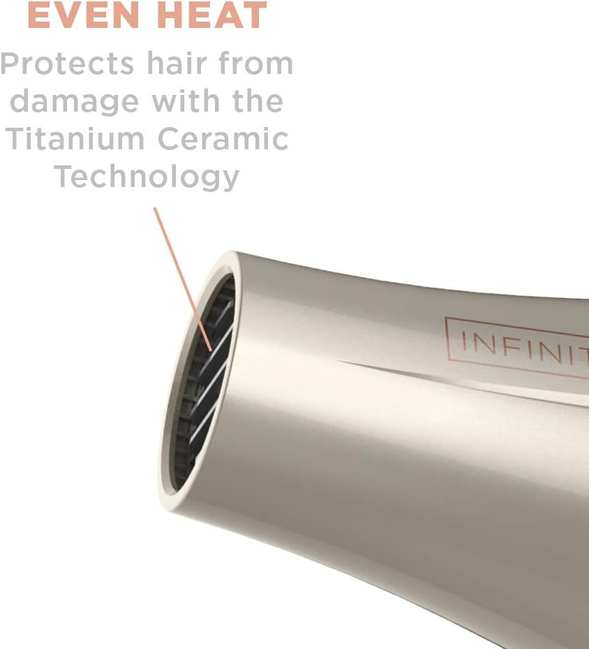 InfinitiPRO by Conair 750C Frizz Free Pro Dryer, 3 Heat/2 Speed Settings, Includes Diffuser and 2 Contentrators, Rose Gold, Hair Dryer