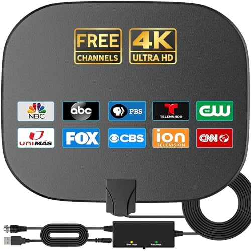 TV Antennas for Free Channels 1500+ Mile Long Range - 2025 Upgraded Indoor & Outdoor HD Digital Antenna with 360°Amplifier Signal Booster for 4K HDTV & Old TV-16FT Coax Cable