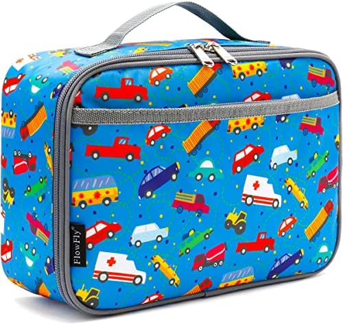 FlowFly Kids Lunch Box Insulated Soft Bag Mini Cooler Back to School Thermal Meal Tote Kit for Girls, Boys, Black