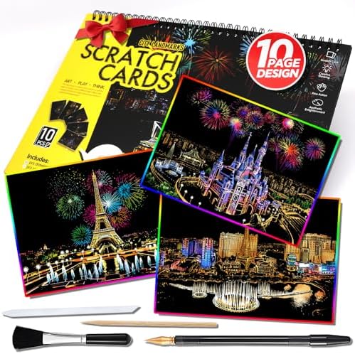 Purilite Select 20 PCS Cityscape Scratch Art Book