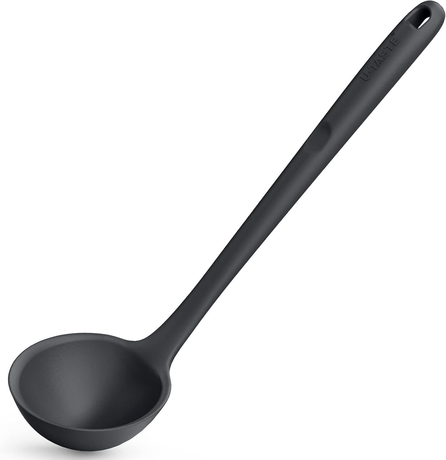 13 inch Silicone Soup Ladle: U-Taste 600ºF Heat Resistant 4 oz Large Non-Stick Seamless Rubber Kitchen Deep Serving Spoon with Non-Slip Solid Long Handle for Cooking Sauce/Stews/Gravies/Chili(Purple)