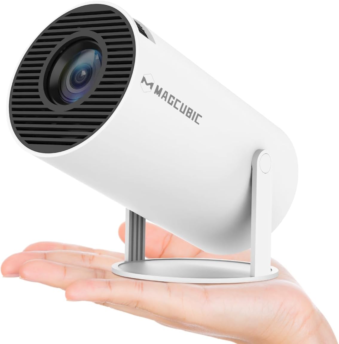 Magcubic Projector 4K with WiFi and Bluetooth, Mini Portable Proyector with Auto Keystone, Outdoor Movie for Bedroom, 200 ANSI, 180 Degree Rotation, Built-in Apps Android 11 (White)