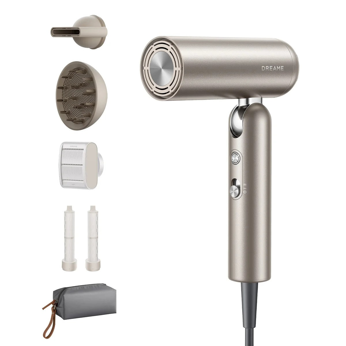 Dreame Pocket Ultra High-Speed Hair Dryer – Compact Foldable Travel Hair Dryer with Negative Ions, High-Speed Motor, Global Voltage, 5 Modes & Styling Attachments - PuriLite
