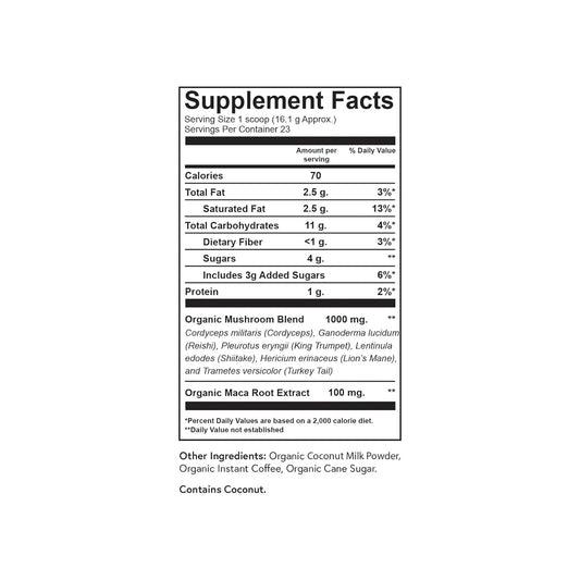 Fabula Instant Mushroom Coffee with Cordyceps, Reishi King Trumpet, Shiitake, Lion’s Mane, Turkey Tail, Organic Arabica Blend - Low Acid, Mold Free - 13 oz - PuriLite