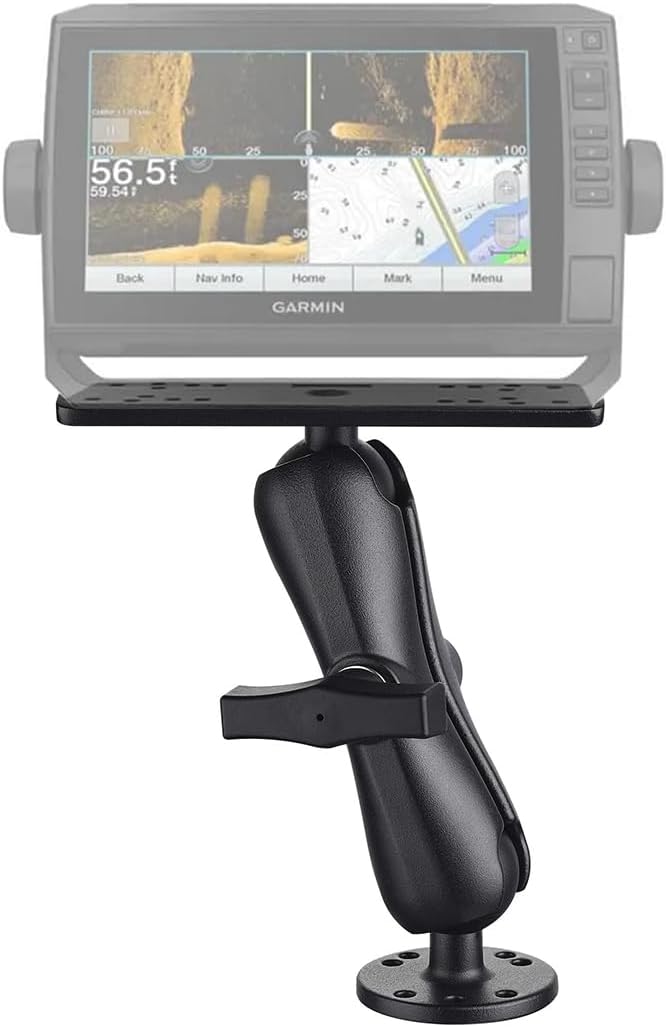 Strg Kayak Fish Finder Mount with 1.5" C Size Ball Rectangular Plate and Round Base, 3.75" Medium Arm Fish Finder Mount Boat Marine Electronic Mounts for Garmin, Lowrance and More Fish Finders