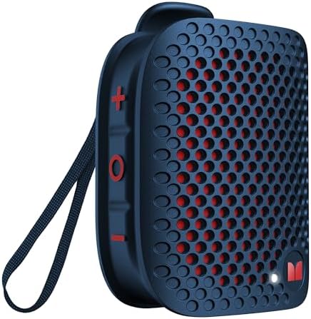 Monster Blaster Micro Clip on Bluetooth Speaker, Wireless Wearable Speaker for Hands-Free Calls and Music, Mini Small Portable Speaker for Workout, Cycling, Running, TWS, IPX7, 12H Playtime, Blue