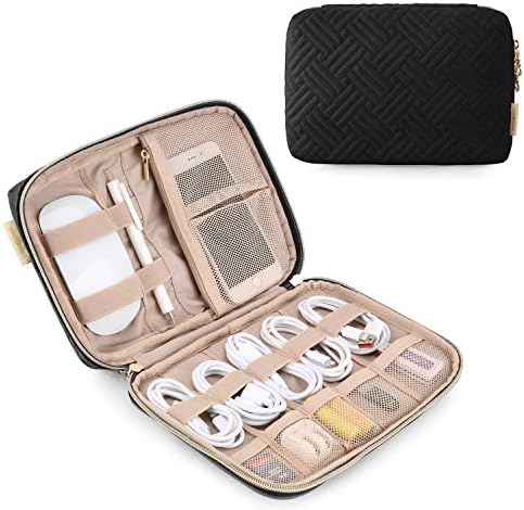 BAGSMART Electronic Organizer, Travel Cable Organizer Double Layer Electronics Accessories Cases Portable for Tablet 7.9", USB Drive, Cords, Black