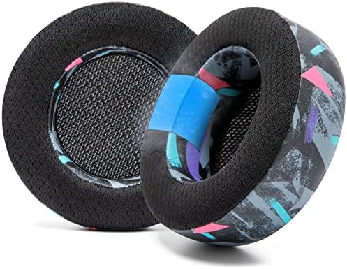 WC Freeze Virtuoso - Hybrid Fabric Cooling Gel Replacement Earpads for Corsair Virtuoso Gaming Headset, Made by Wicked Cushions, Improved Durability, Thickness and Sound Isolation |90s Black